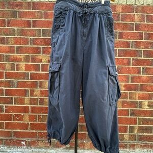 Free People Pants Harem Cargo Pleated High-Rise Baggy BOHO Parachute Balloon 6